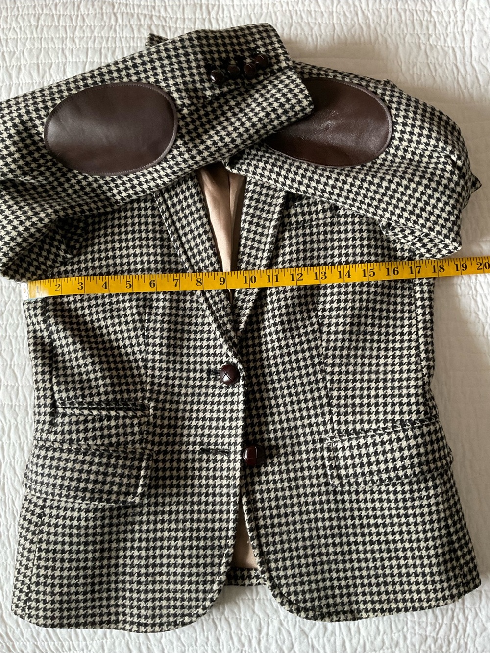 EUC J. Crew Women's Houndstooth Blazer in Black and Cream 100% Wool - Picture 10 of 12